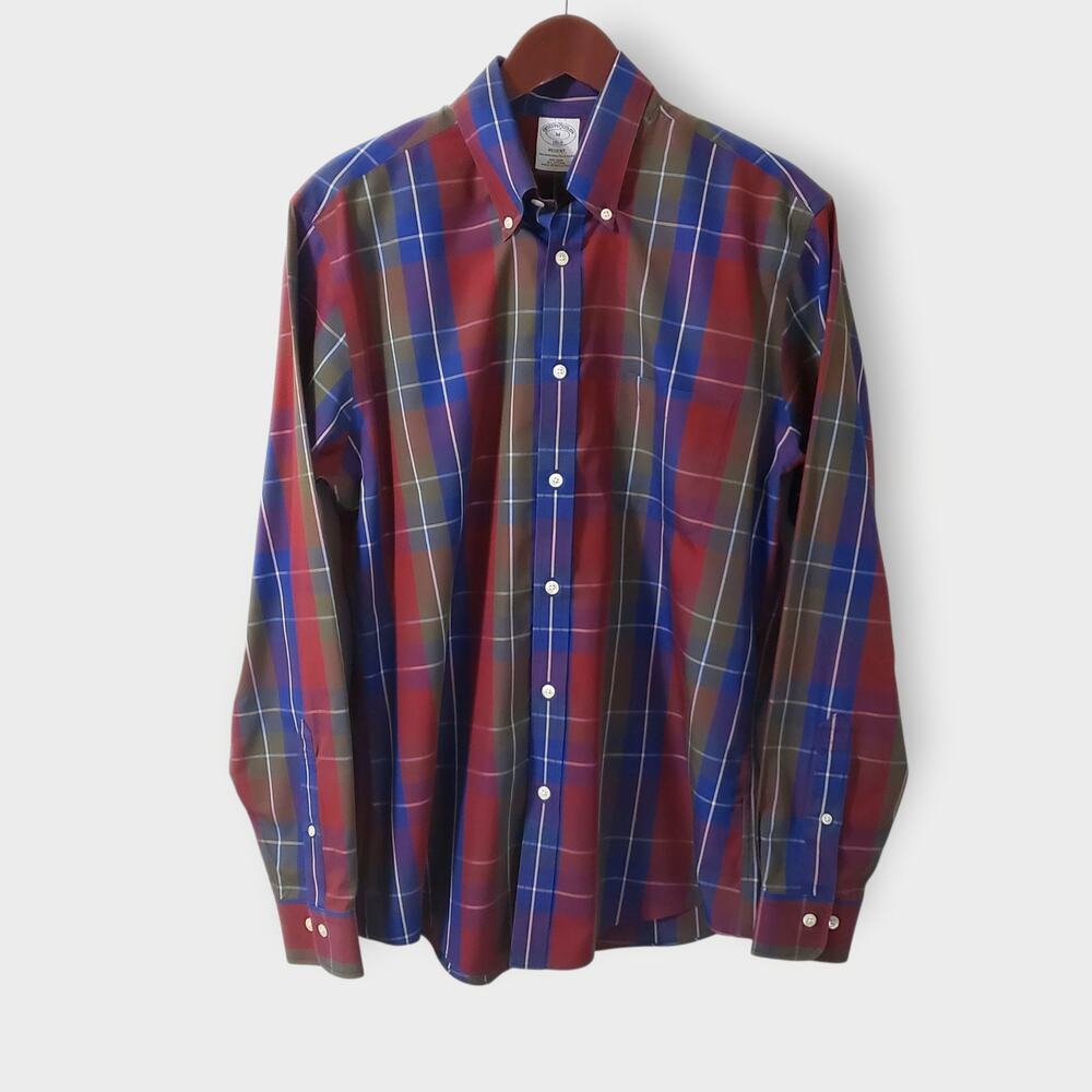 Brooks Brothers Mens Regent Non-Iron Button Down Shirt Tartan‎ Plaid Sz Medium